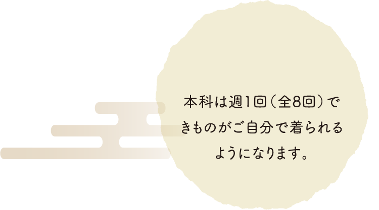 本科は週1回(全8回)できものがご自分で着られるようになります。